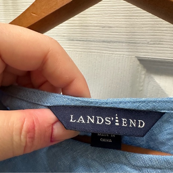 Lands end linen maxi dress Elegant Blue Sleeveless Dress 8 long - Picture 3 of 7